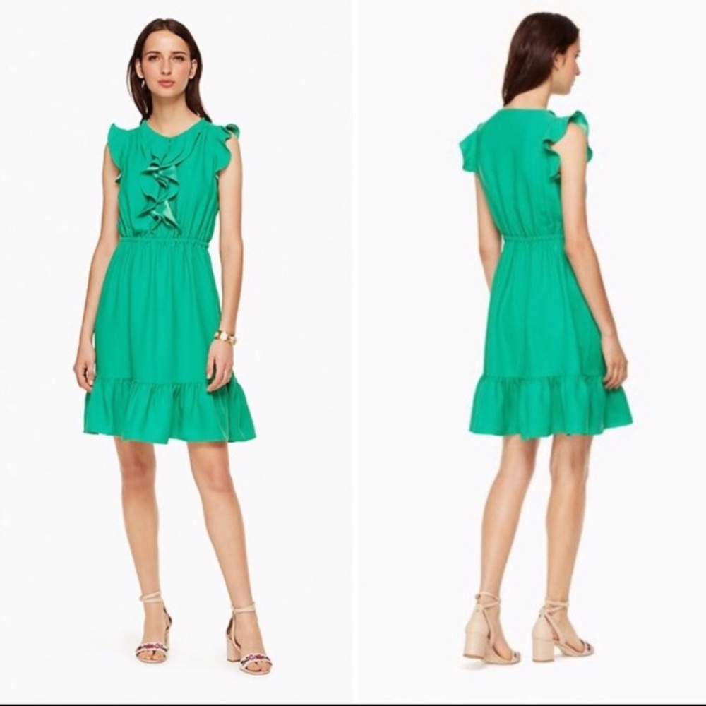 kate spade Green Ruffle-Front Sleeveless Dress